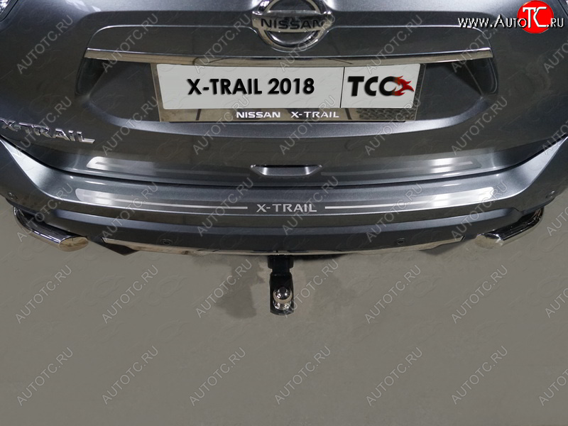2 489 р. Накладка на задний бампер, ТСС Тюнинг  Nissan X-trail  3 T32 (2017-2022) (лист шлифованный надпись X-Trail)  с доставкой в г. Калуга