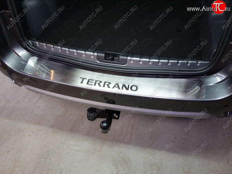4 099 р. Накладка на задний бампер, ТСС Тюнинг  Nissan Terrano  D10 (2013-2016) (лист шлифованный надпись TERRANO)  с доставкой в г. Калуга