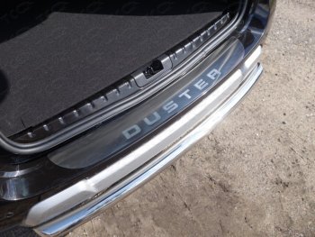 4 099 р. Накладка на задний бампер, ТСС Тюнинг  Renault Duster  HS (2015-2021) (лист шлифованный надпись Duster)  с доставкой в г. Калуга. Увеличить фотографию 1