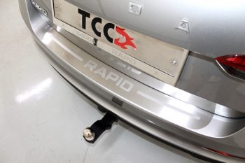 2 499 р. Накладка на задний бампер, ТСС Тюнинг Skoda Rapid NH3 рестайлинг лифтбэк (2017-2020) (лист шлифованный надпись Rapid)  с доставкой в г. Калуга. Увеличить фотографию 1
