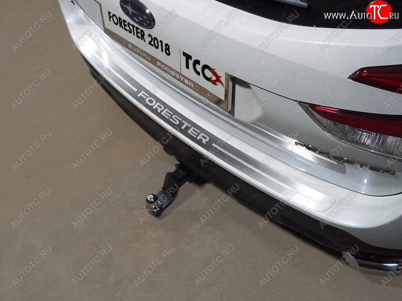 5 199 р. Накладка на задний бампер, ТСС Тюнинг  Subaru Forester  SK/S14 (2018-2021) (лист шлифованный надпись Forester)  с доставкой в г. Калуга