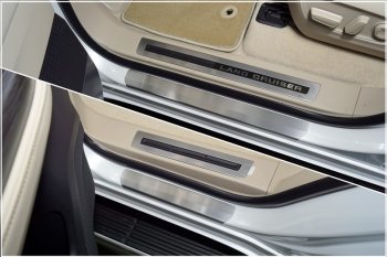 3 999 р. Накладки на пороги, ТСС Тюнинг  Toyota Land Cruiser  J300 (2021-2024) (лист шлифованный)  с доставкой в г. Калуга. Увеличить фотографию 1
