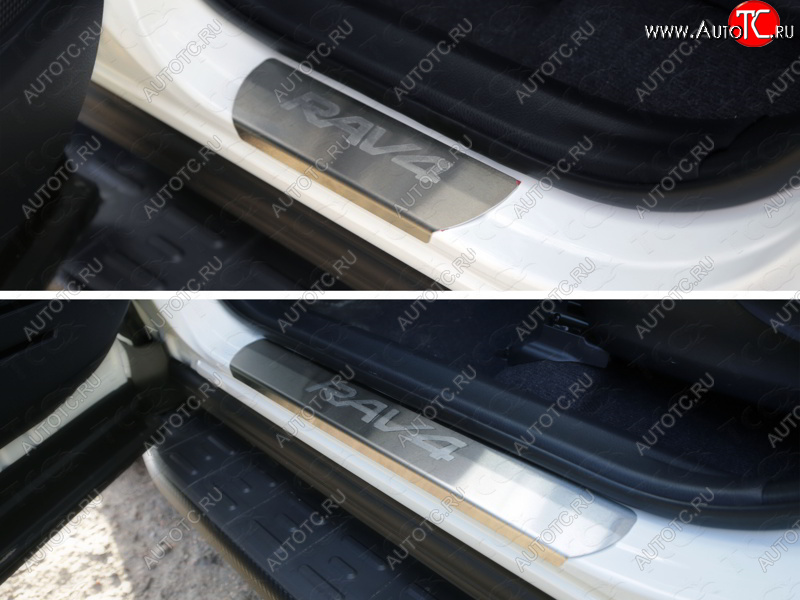 4 549 р. Накладки на пороги, ТСС Тюнинг  Toyota RAV4  XA40 (2015-2019) (лист шлифованный надпись RAV4)  с доставкой в г. Калуга