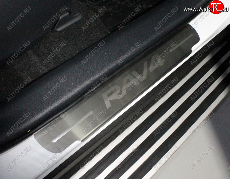 4 699 р. Накладки на пороги ТСС Тюнинг  Toyota RAV4  XA50 (2018-2024) (лист шлифованный надпись RAV4)  с доставкой в г. Калуга