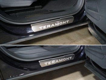 6 199 р. Накладки на пороги, ТСС Тюнинг  Volkswagen Teramont  CA1 (2016-2020) (лист шлифованный надпись Teramont)  с доставкой в г. Калуга. Увеличить фотографию 1