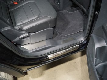 4 099 р. Накладки на пластиковые пороги задние, ТСС Тюнинг  Volkswagen Teramont  CA1 (2016-2020) (лист шлифованный)  с доставкой в г. Калуга. Увеличить фотографию 1