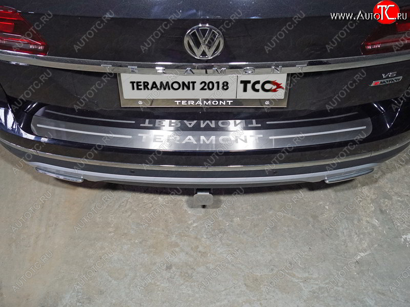 5 199 р. Накладка на задний бампер, ТСС Тюнинг  Volkswagen Teramont  CA1 (2016-2020) ( лист шлифованный надпись Teramont)  с доставкой в г. Калуга