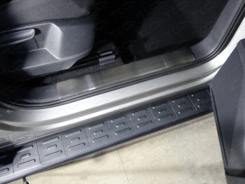 3 099 р. Накладки на пластиковы пороги, ТСС Тюнинг  Volkswagen Tiguan  Mk2 (2016-2020) (лист шлифованный)  с доставкой в г. Калуга. Увеличить фотографию 1