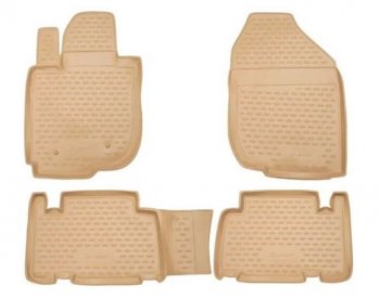 Комплект ковриков в салон (полиуретан, бежевые) Element Hyundai Genesis BH седан дорестайлинг (2008-2012)