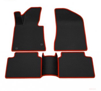 Комплект ковриков в салон (чёрные, красная окантовка) Klever EVA KIA Seltos (2019-2024)