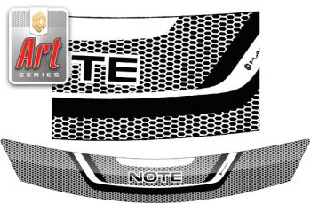 2 259 р. Дефлектор капота (правый руль) CA-Plastic  Nissan Note  1 (2008-2013) (серия ART белая)  с доставкой в г. Калуга. Увеличить фотографию 1