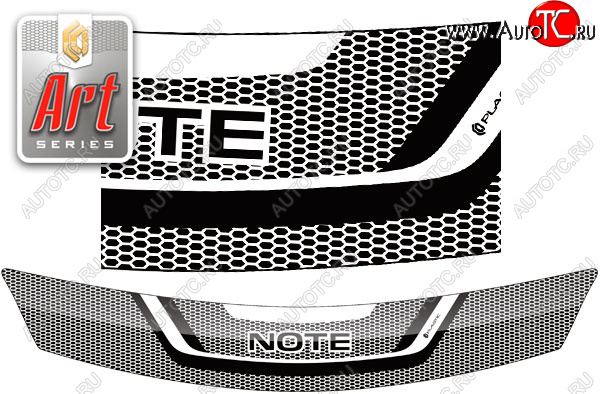 2 259 р. Дефлектор капота (правый руль) CA-Plastic  Nissan Note  1 (2008-2013) (серия ART белая)  с доставкой в г. Калуга