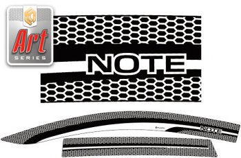 2 349 р. Дефлектора окон CA-Plastic  Nissan Note  1 (2008-2013) (серия Art белая)  с доставкой в г. Калуга. Увеличить фотографию 1