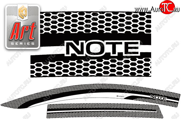 2 349 р. Дефлектора окон CA-Plastic  Nissan Note  1 (2008-2013) (серия Art белая)  с доставкой в г. Калуга