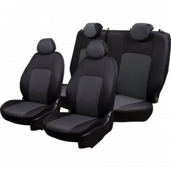 4 949 р. Комплект чехлов для сидений (РЗС 40/60, 2Г жаккард) Дублин Lord Autofashion  Chevrolet Cobalt (2011-2023), Ravon R4 (2016-2020) (черный, вставка Сеул серая, строчка черная)  с доставкой в г. Калуга. Увеличить фотографию 4