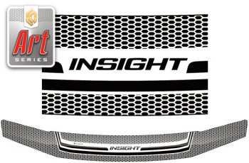 2 259 р. Дефлектор капота CA-Plastic  Honda Insight  2 (2009-2011) (серия ART белая)  с доставкой в г. Калуга. Увеличить фотографию 1