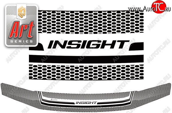 2 259 р. Дефлектор капота CA-Plastic  Honda Insight  2 (2009-2011) (серия ART белая)  с доставкой в г. Калуга