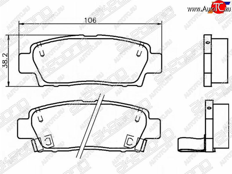 2 499 р. Колодки тормозные зад LH-RH SAT  Toyota Chaser, Cresta (X100), Crown (S130,  XS10,  S150,  S170,  S180,  S200,  S220), Mark 2 (X100,  Qualis,  X110,  Blit)  с доставкой в г. Калуга