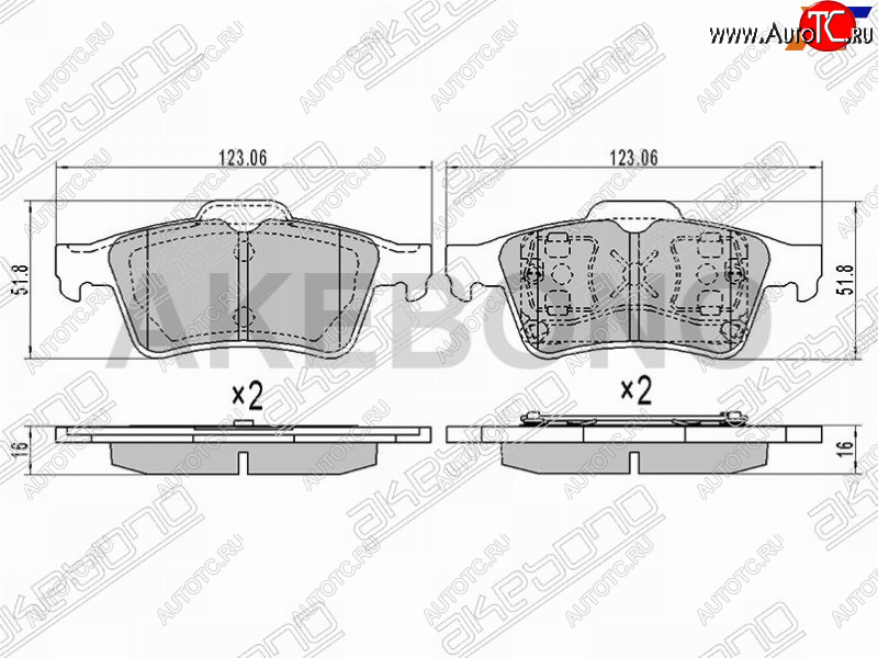 2 459 р. Колодки тормозные задние RH-LH SAT Ford Focus 2  седан дорестайлинг (2004-2008)  с доставкой в г. Калуга