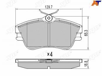 1 429 р. Колодки тормозные перед FL-FR SAT  Volkswagen Multivan  T5 - Transporter  T4  с доставкой в г. Калуга. Увеличить фотографию 1