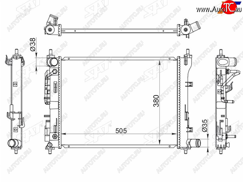 5 349 р. Радиатор охлаждающей жидкости SAT  Hyundai Accent  седан ТагАЗ (2001-2012), Hyundai Solaris  HCR (2017-2022), KIA Rio  X-line (2017-2021)  с доставкой в г. Калуга