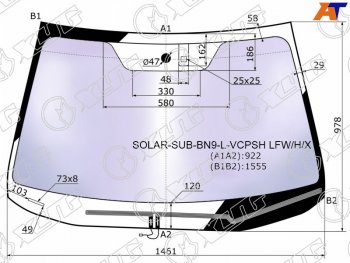 25 799 р. Стекло лобовое (Атермальное Обогрев щеток Датчик дождя) XYG Subaru Legacy BN/B15 рестайлинг седан (2017-2024)  с доставкой в г. Калуга. Увеличить фотографию 2