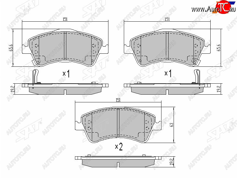 1 299 р. Колодки тормозные передние FR-FL SAT Toyota Avensis T270 седан дорестайлинг (2008-2011)  с доставкой в г. Калуга