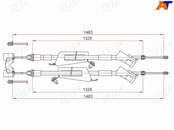 Трос ручного тормоза SAT Ford (Форд) Focus (Фокус)  1 (1998-2005) 1 седан дорестайлинг, универсал дорестайлинг, хэтчбэк 3 дв. дорестайлинг, хэтчбэк 5 дв. дорестайлинг, седан рестайлинг, универсал рестайлинг, хэтчбэк 3 дв. рестайлинг