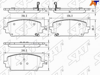 1 499 р. Колодки тормозные передние FR-FL SAT  Hyundai Santa Fe 4 TM дорестайлинг (2018-2021)  с доставкой в г. Калуга. Увеличить фотографию 1