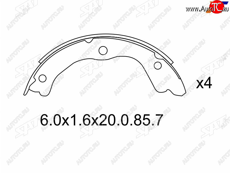 1 399 р. Колодки барабанные задние RH-LH SAT Nissan Primera 3 седан P12 (2001-2008)  с доставкой в г. Калуга