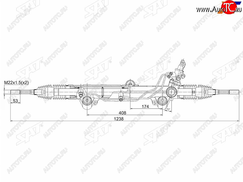 22 649 р. Рейка рулевая RHD SAT  Lexus LX570  J200 (2007-2022), Toyota Land Cruiser  200 (2007-2021), Toyota Sequoia (2007-2022)  с доставкой в г. Калуга