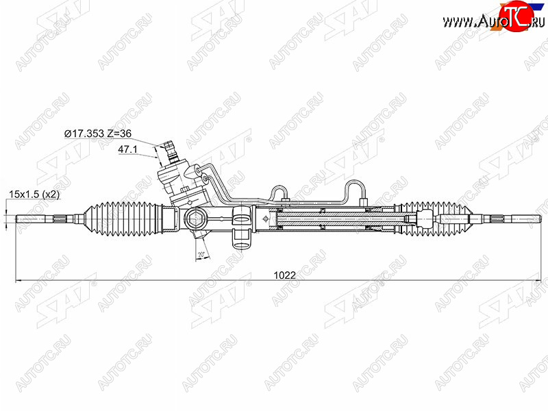 14 449 р. Рейка рулевая LHD SAT Toyota Carina T190 седан дорестайлинг (1992-1994)  с доставкой в г. Калуга