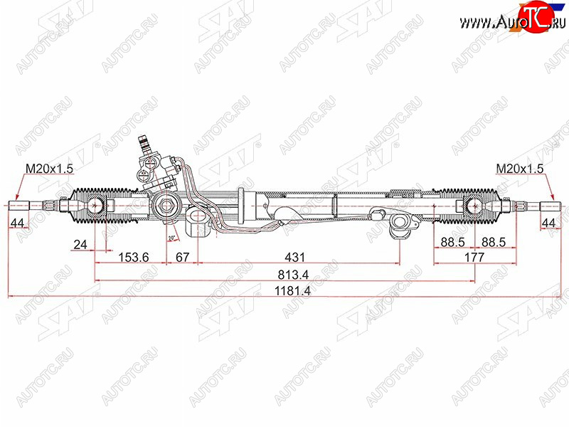 13 749 р. Рейка рулевая RHD SAT  Toyota Land Cruiser  100 (2002-2007) 1-ый рестайлинг, 2-ой рестайлинг  с доставкой в г. Калуга