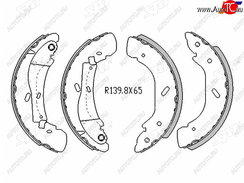 3 289 р. Колодки тормозные задние RH-LH SAT Ford Transit цельнометаллический фургон дорестайлинг (2000-2006) (Диски 16)  с доставкой в г. Калуга