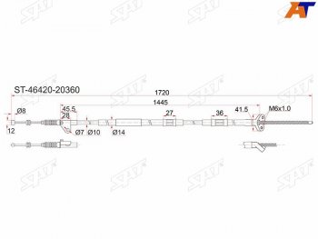 1 299 р. Трос ручника 2WD RH SAT  Toyota Caldina ( T190,  T210) - Corona SF  T190 (дисков тормоза)  с доставкой в г. Калуга. Увеличить фотографию 1