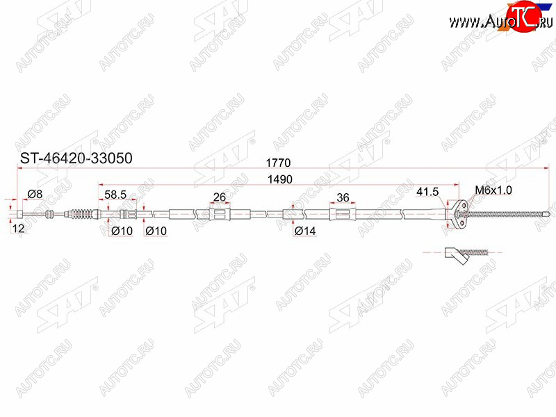 1 479 р. Трос ручника LH 2WD SAT  Toyota Camry Gracia  XV20 (1996-2001) седан, универсал  с доставкой в г. Калуга