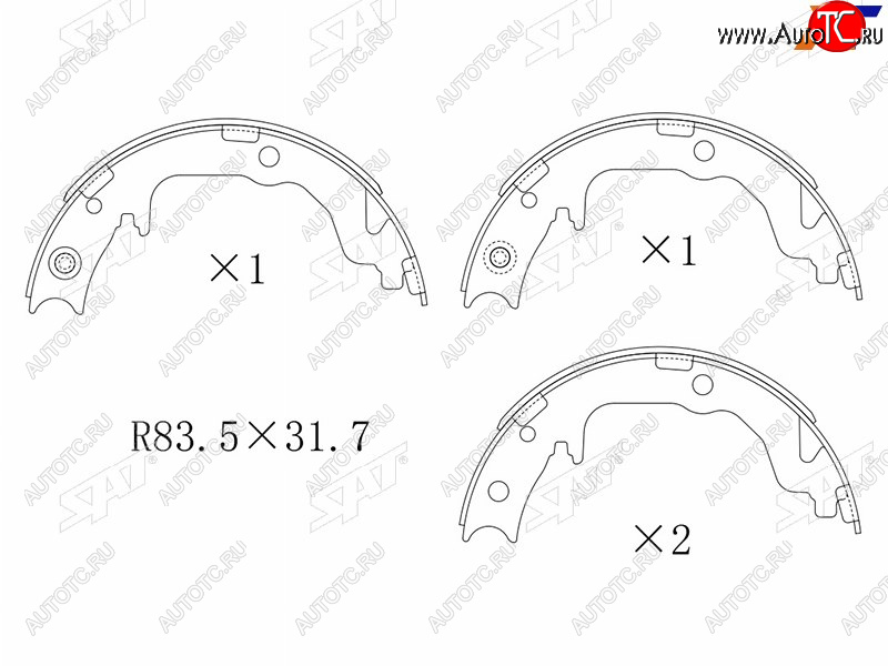 2 099 р. Колодки барабанные задние RH-LH SAT Mitsubishi ASX дорестайлинг (2010-2012)  с доставкой в г. Калуга