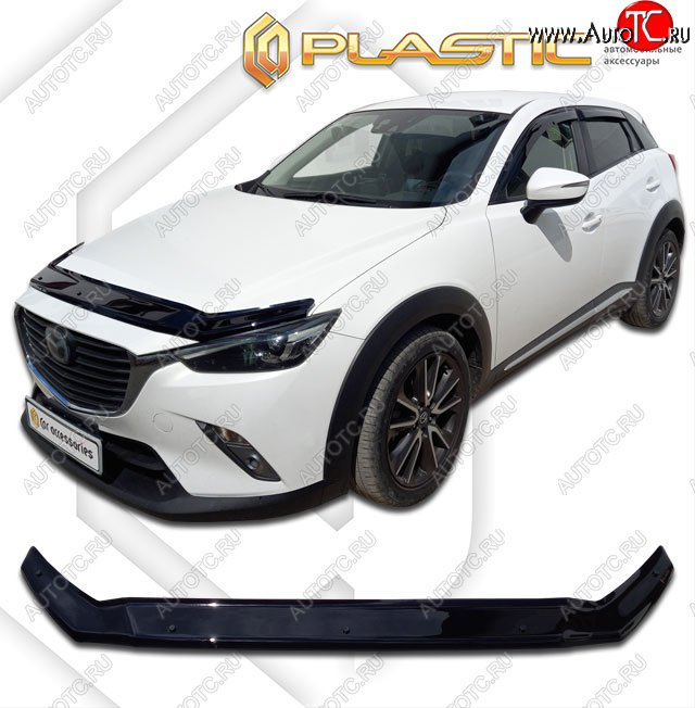 1 839 р. Дефлектор капота CA-Plastic  Mazda CX-3  DK (2014-2024) дорестайлинг, рестайлинг (classic черный, без надписи)  с доставкой в г. Калуга