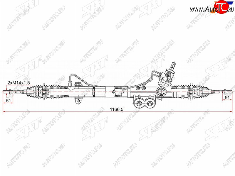 16 249 р. Рейка рулевая LHD SAT Nissan Navara 2 D40 дорестайлинг (2004-2010)  с доставкой в г. Калуга