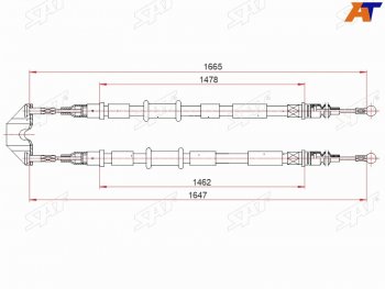 Трос ручного тормоза SAT Opel Astra H седан рестайлинг (2007-2009)