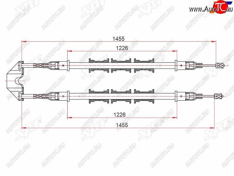 1 599 р. Трос ручного тормоза LH-RH SAT  Opel Vectra  B (1995-2003) седан дорестайлинг, универсал дорестайлинг , седан рестайлинг  с доставкой в г. Калуга