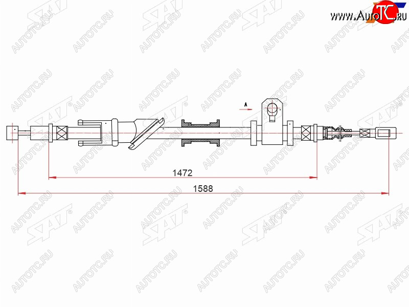 1 279 р. Трос ручного тормоза LH SAT Mitsubishi Carisma (1996-1999)  с доставкой в г. Калуга