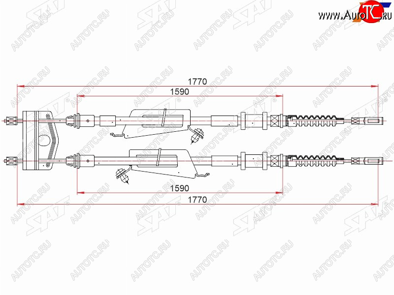 1 869 р. Трос ручного тормоза LH-RH SAT  Ford C-max  Mk1 - Focus  1  с доставкой в г. Калуга