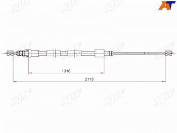 699 р. Трос ручника SAT  CITROEN C4  рестайлинг, седан (2007-2011)  с доставкой в г. Калуга. Увеличить фотографию 1