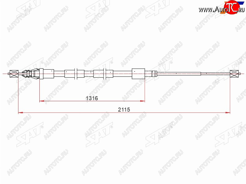 699 р. Трос ручника SAT  CITROEN C4  рестайлинг, седан (2007-2011)  с доставкой в г. Калуга