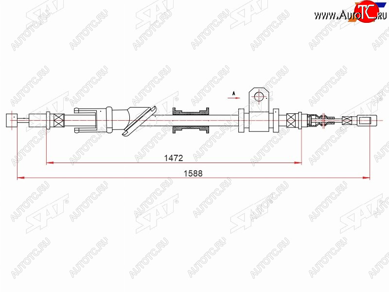 1 279 р. Трос ручного тормоза RH SAT Mitsubishi Carisma (1996-1999)  с доставкой в г. Калуга