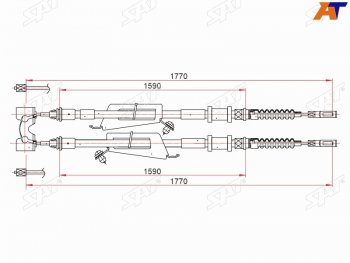 2 159 р. Трос ручного тормоза SAT  Ford Focus  1 (1998-2005) седан дорестайлинг, универсал дорестайлинг, хэтчбэк 3 дв. дорестайлинг, хэтчбэк 5 дв. дорестайлинг, седан рестайлинг, универсал рестайлинг, хэтчбэк 3 дв. рестайлинг, хэтчбэк 5 дв. рестайлинг  с доставкой в г. Калуга. Увеличить фотографию 1