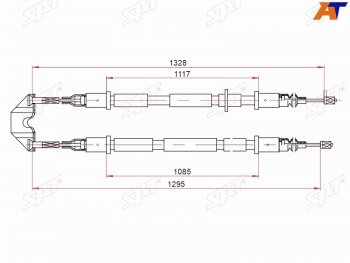 Трос ручника SAT Opel Astra H седан рестайлинг (2007-2009)