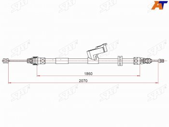 1 699 р. Трос ручного тормоза SAT Ford Mondeo Mk4,BD рестайлинг, седан (2010-2014)  с доставкой в г. Калуга. Увеличить фотографию 1