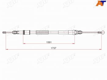 1 039 р. Трос ручного тормоза LH-RH SAT CITROEN Jumpy дорестайлинг (2007-2013)  с доставкой в г. Калуга. Увеличить фотографию 1